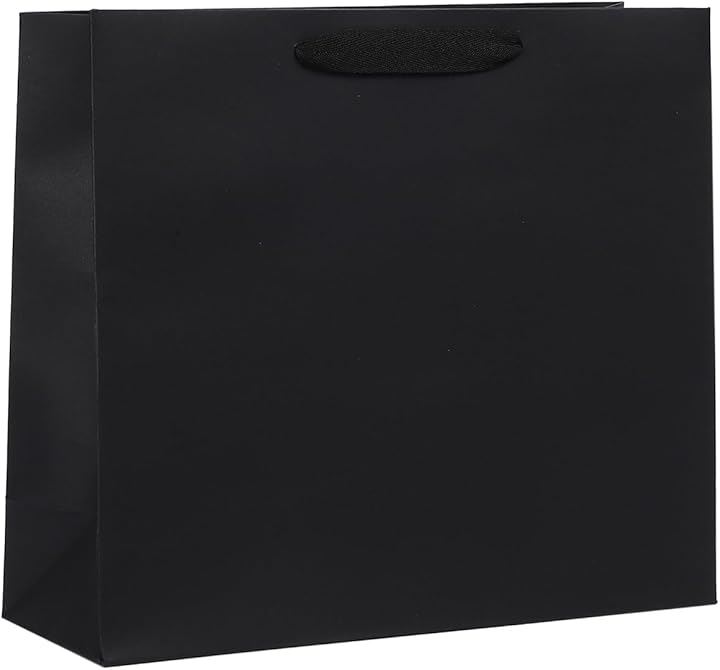 紙袋 手提げ袋 ギフトバッグ 厚手タイプ 再利用可能 丈夫 クラフトバッグ 無地 特大紙袋 結婚式 包装 パーティー 誕生日(ブラック, 20枚セット)