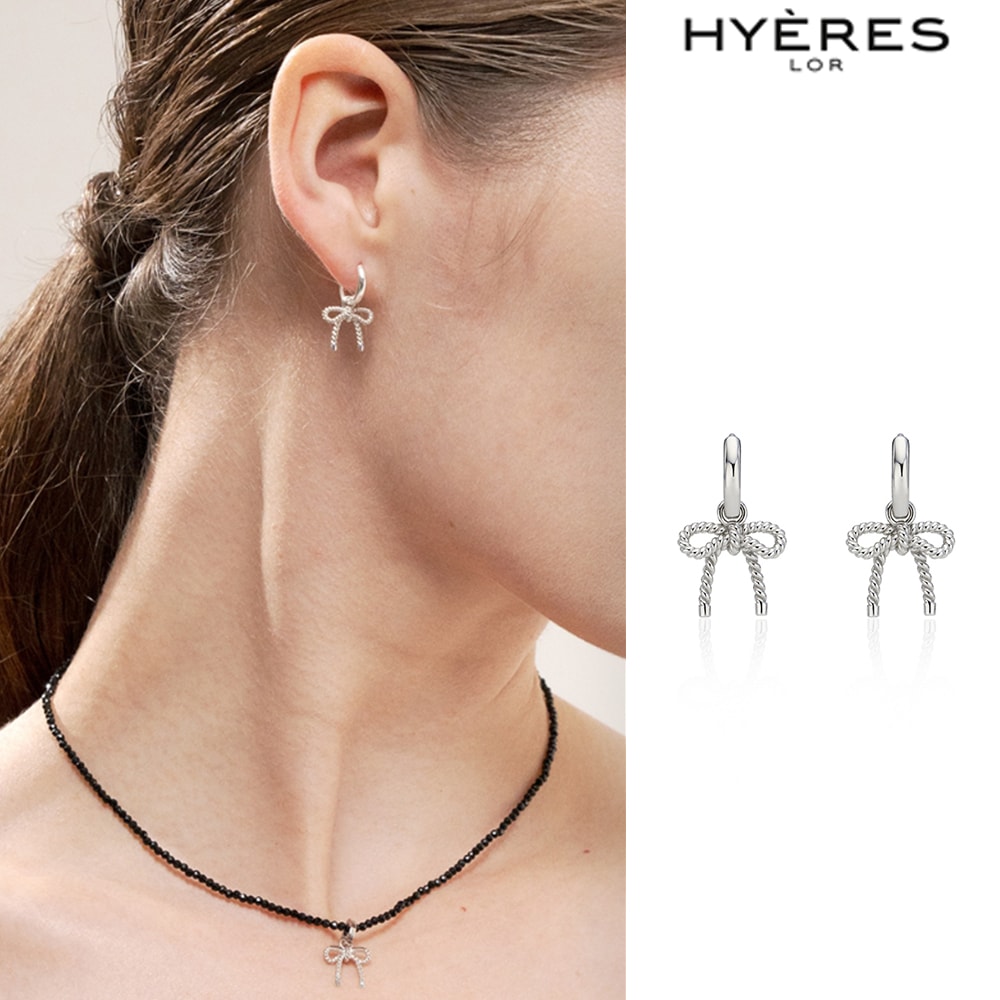 ピアス [HYERES LOR] souvenir silver twist one-touch earring S HYERES LOR] H Ribbon Twist Silver One Touch Earring ピアス