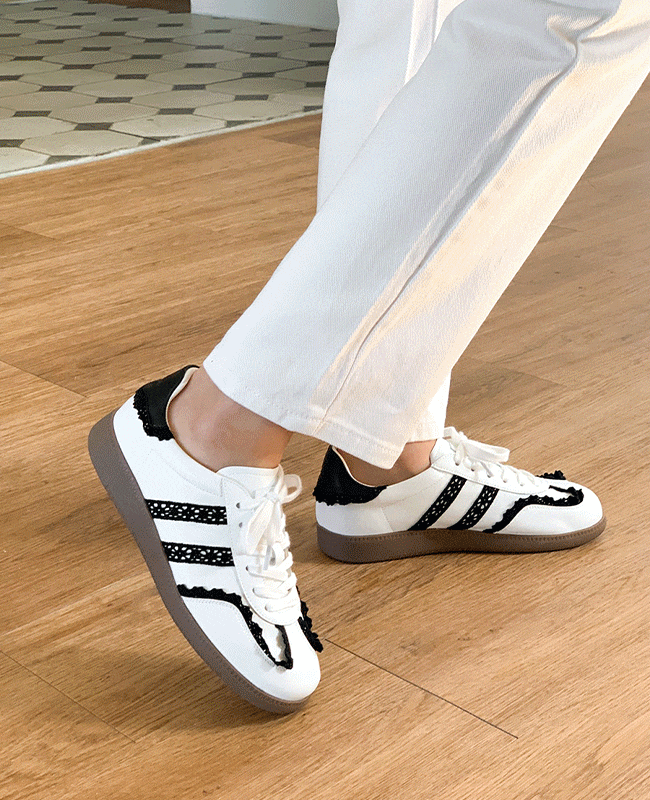 [MILOVANY] ベロニー牛革レースラインスニーカー3cm