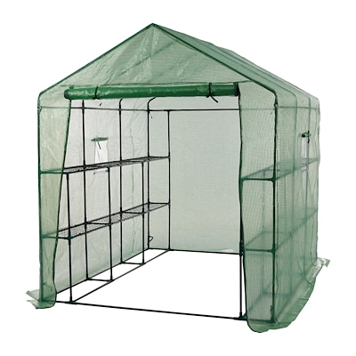 【国内即日発送】ビニール温室 大型 カバー付き W244cm×D183cm×H213cm 温室 左右2段 ベランダ 家庭用 ビニールハウス 家庭菜園 ガーデンハウス フラワーハウス ラック ビニール