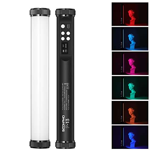 SOONPHO P13 撮影用 スティックライト RGBビデオライト 29CM LEDチューブライト フルカラー 2500-8500K色温度 FXモード 記憶機能 4000mAh充電式 マグネット搭載