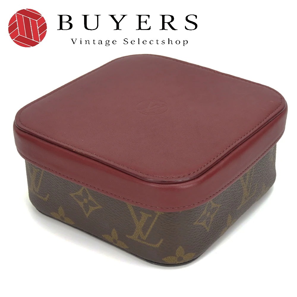 中古 アクセサリーポーチ ボワットカミーユMM GI0019 モノグラム レザー ボルドー ブラウン ボックス 小物入れ インテリア レディース 女性