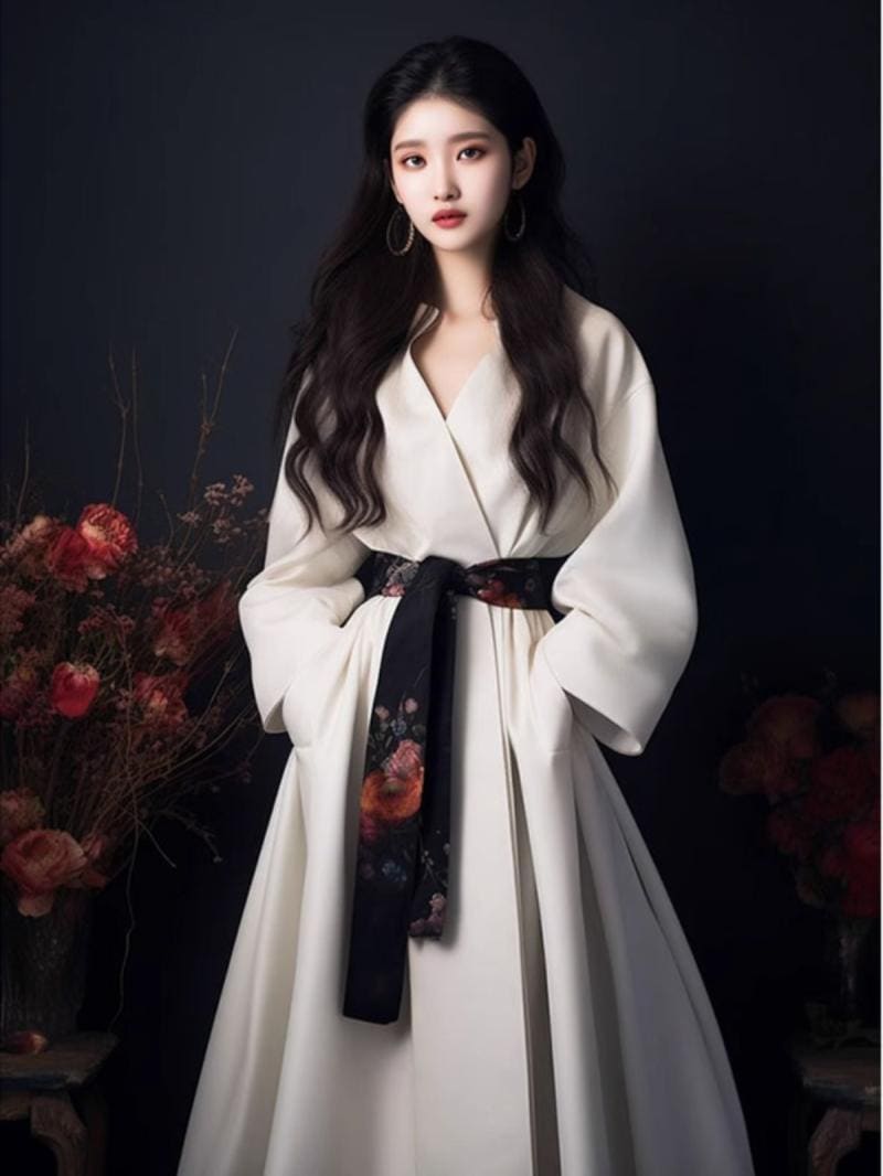 秋の女性の2023絶妙なロングドレスユニークな超美しいスリムな白いドレス