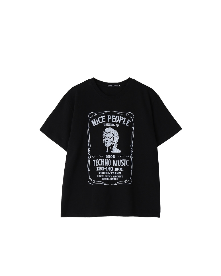【IFEELLUCKY】 NICE TECHNO T-SHIRT : BLACK