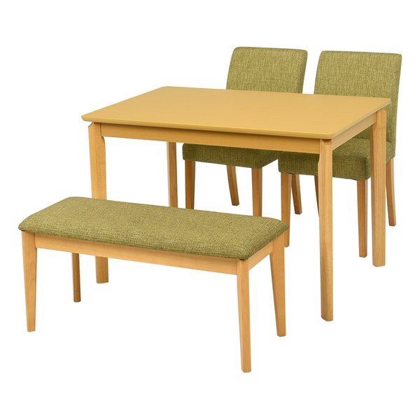 ダイニング４点セット テーブル×1チェア×2ベンチ×1 グリーン VDS-7301NAGR-4S
