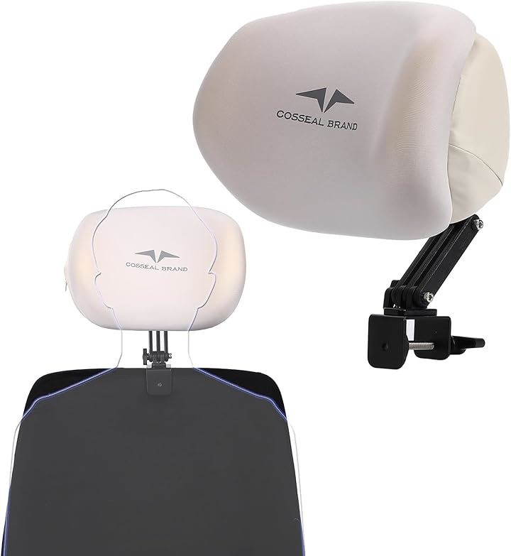 ヘッドレスト 後付け 改良モデル オフィスチェア 用 メモリーフォーム 首サポート 高さ 角度 調整 可 クランプ 式(グレー, 中)