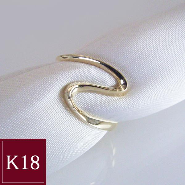 18金 リング 指輪 k18 gold デザインリング wave プレゼント 女性 地金 品番ma-0390　2営業日前後の発送予定