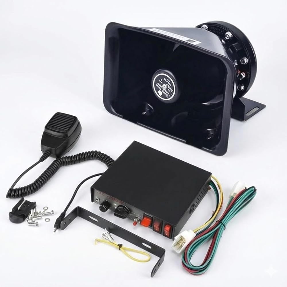 MORABLU 車載拡声器 12V 200W サイレン付 アンプ スピーカー ハンドマイク セット 選挙 移動販売 廃品回収 防犯パトロール 宣伝 車載用
