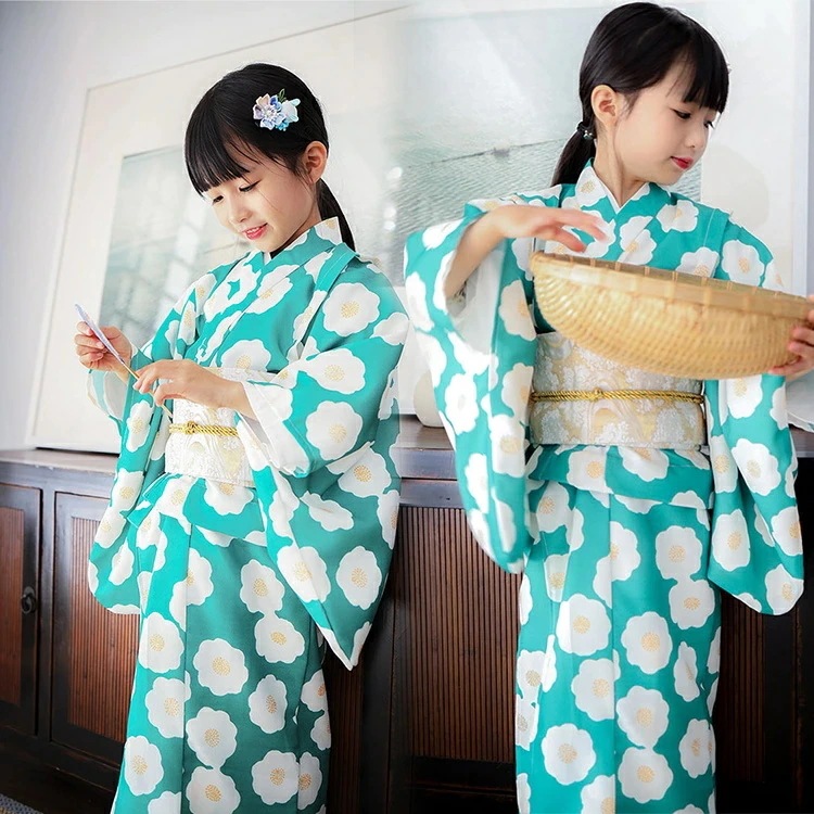 浴衣 子供浴衣 ガールズ 花柄 ゆかた 単品 水色 可愛い浴衣 作り帯 蝶結び 女の子 浴衣 簡単着付け ドレス キッズ 花火大会 夏祭り ハロウィン 夏ファッション ダンス発表会 着物 夏服 和装