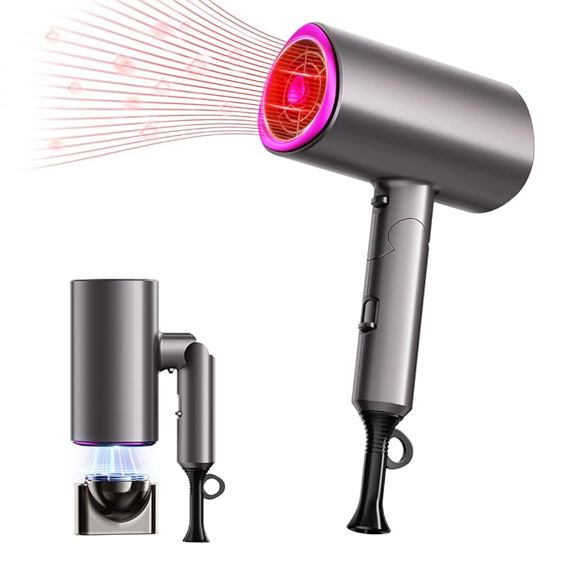 ドライヤー 大風量 速乾 1400W 【2024新登场】 ヘアドライヤー 3段階調整可能 温冷風切替 57℃恒温 マイナスイオン 過熱防止機能 折り畳み ノズル&壁掛けホルダー付き 持ち運び便利 家庭