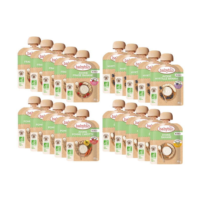 ベビーオートミール 85g 4種各5食セット ストロベリー・バナナ ブルーベリー・バナナ アップル・キャロット オーガニック 赤ちゃん 6ヶ月頃から