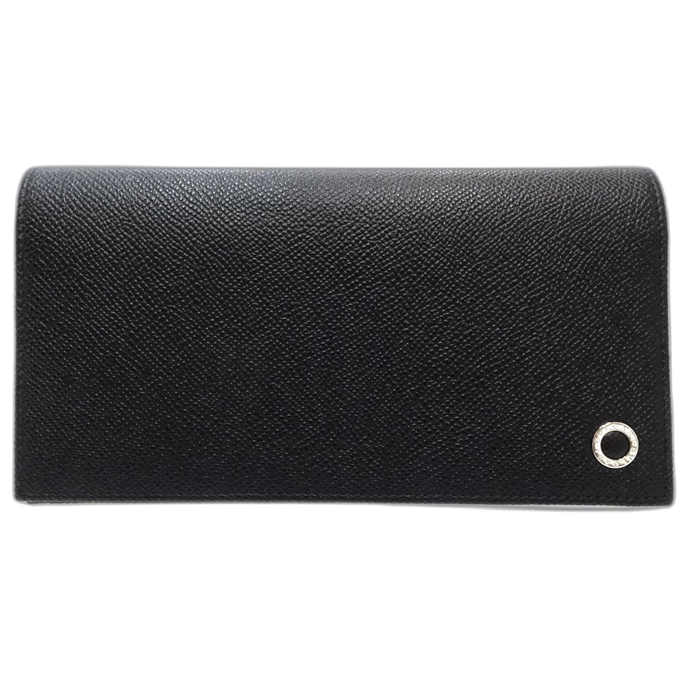 ブルガリブルガリマン BB MAN 282233 長財布 レザー ブラック ロイヤルブルー/181219【中古】