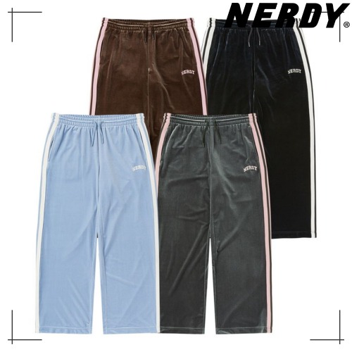 NERDY公式正規品 ベロア ボトムス Womens Velvet Arch Logo Sweatpants