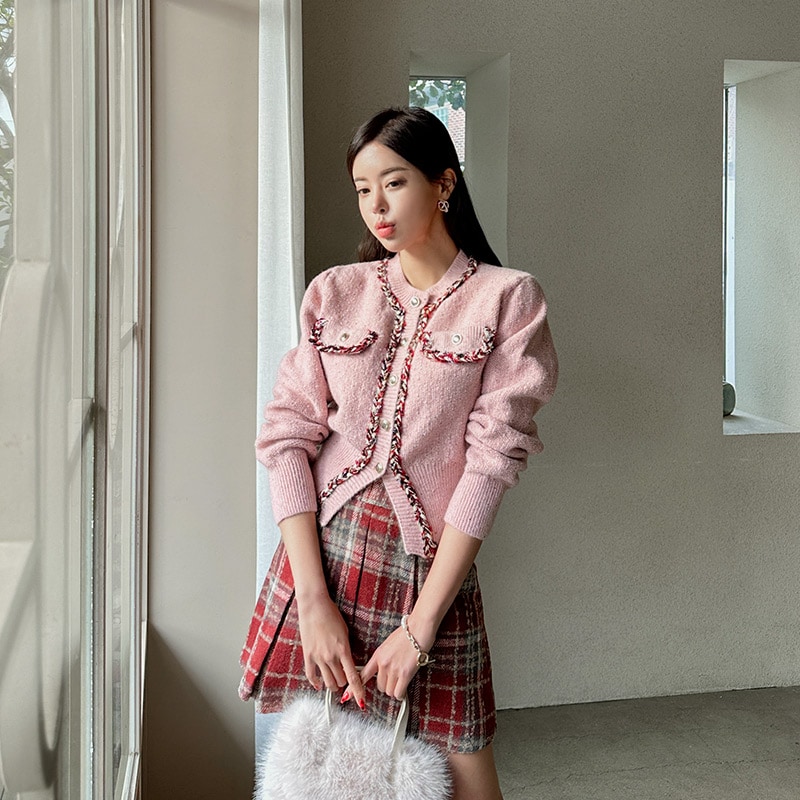 ビバルビー[韓国ファッション]カラーリングポケット カーディガン