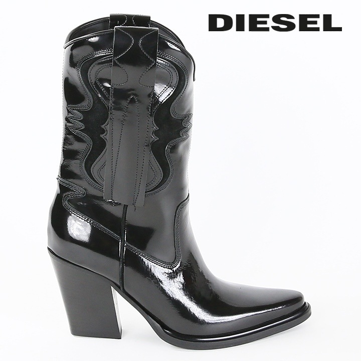 【EUR35/22.5cm】【EUR36/23.0cm】レザーウエスタンブーツ 靴 レディース D-WESTERN 牛革 本革 スエードミックス die-l-k-f4-k52