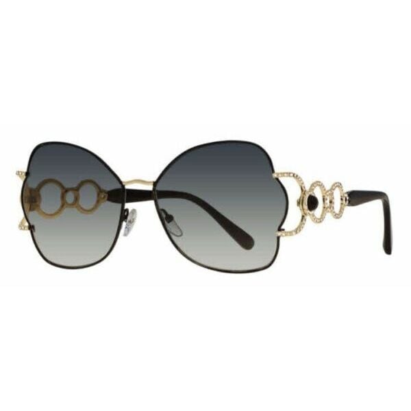サングラス Caviar Womens Sunglasses 6884 C24 Black Gold Grystals Grey Lens New Authentic