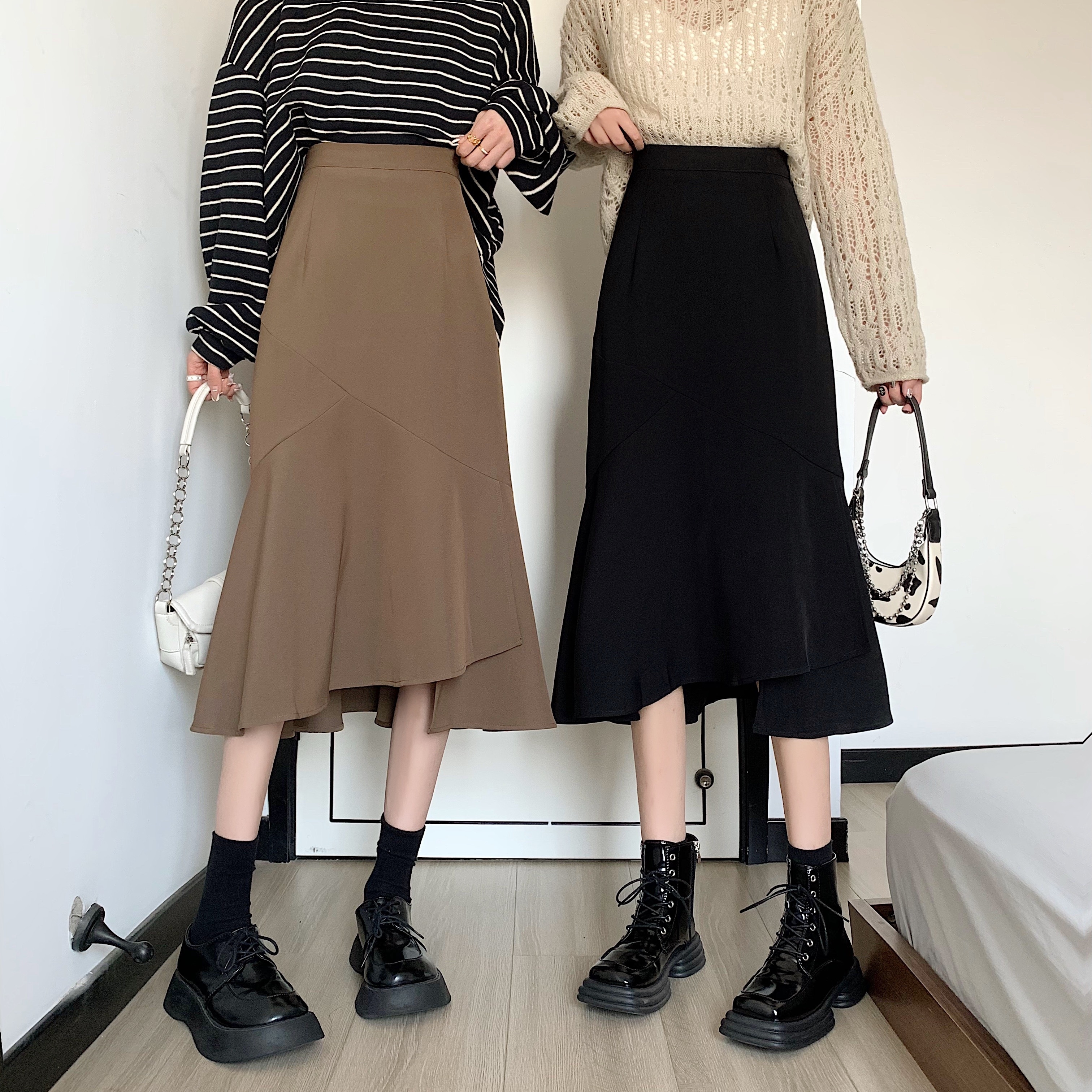スカート ボトムス フレアスカート 膝下 ミモレ ミモレ丈 ロング ロング丈 フレア ハイウエスト かわいい 大人可愛い きれいめ 大人 上品 大人可愛い 大人女子 ガーリー 無地 春 夏 秋 冬