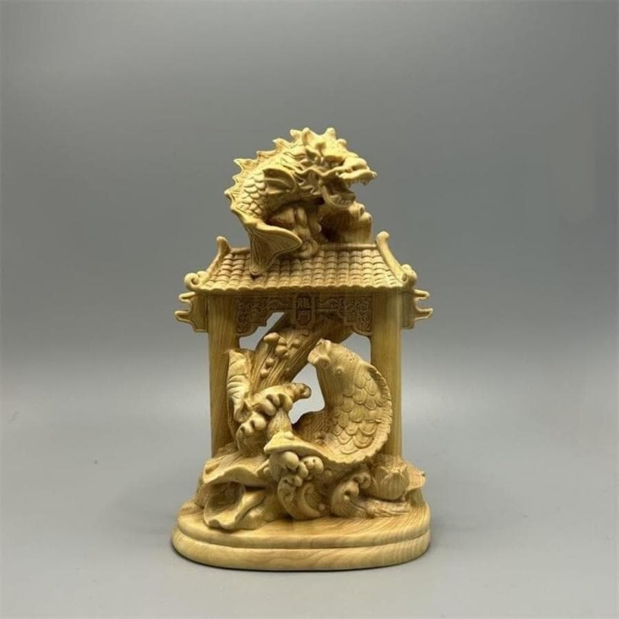 風水グッズ 魚 龍門飛鯉 龍の置物 風水グッズ 木彫り 木製玄関 開運祈願 金運祈願 願い龍 辰 竜 開運グッズ 縁起物