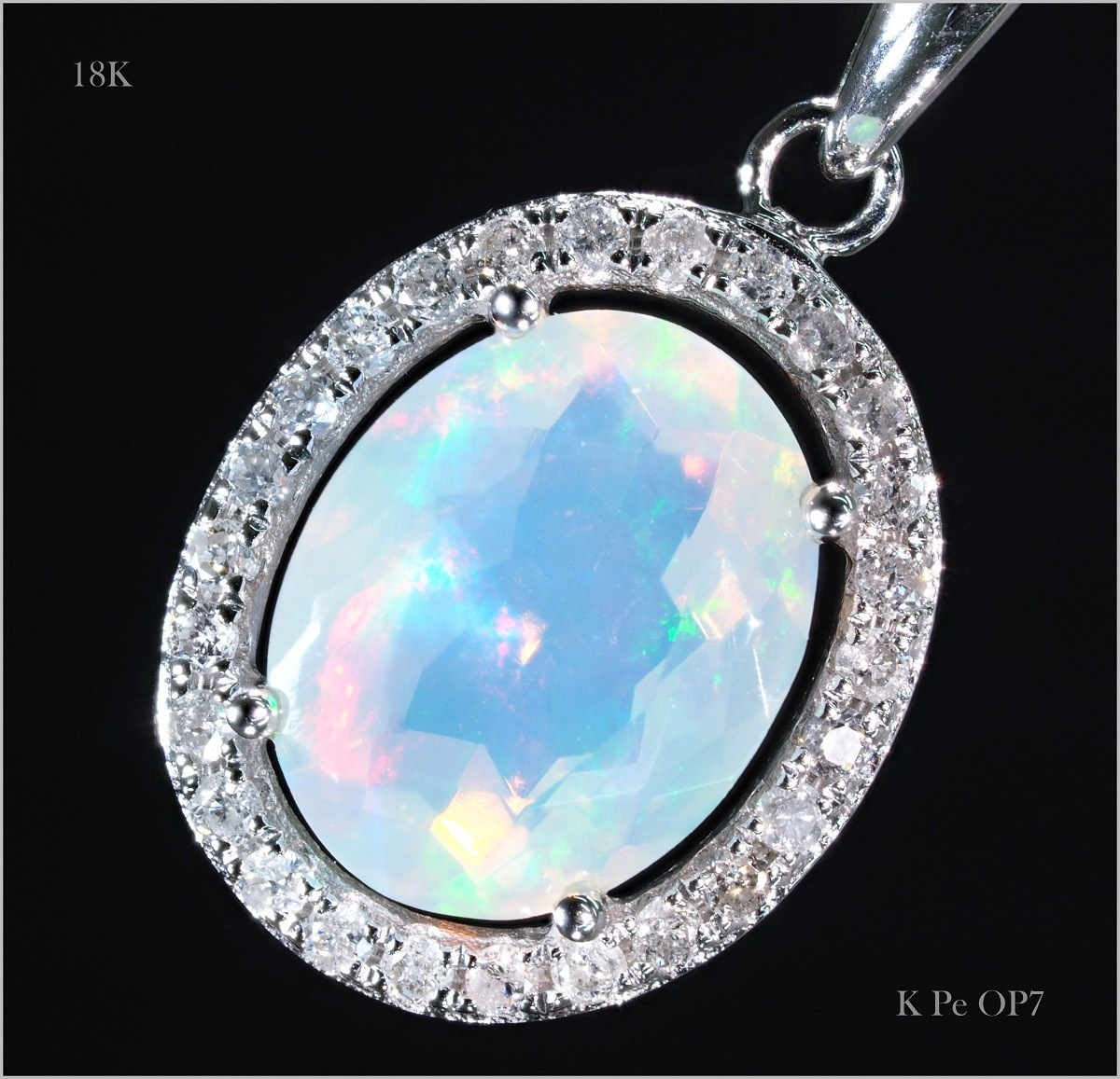 天然 ダイヤモンド オパール ネックレス 1.27ct K18WG 18金製品 74