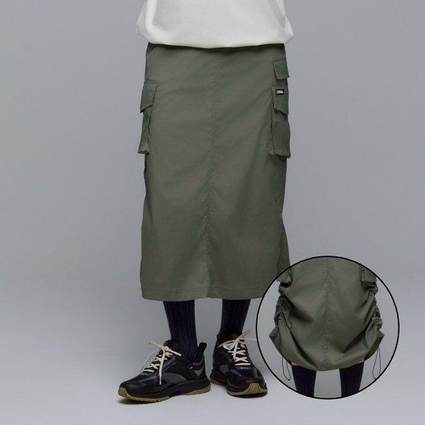 N241WSK970 女性アナス ストリング ロング カーゴ スカート LICHEN KHAKI