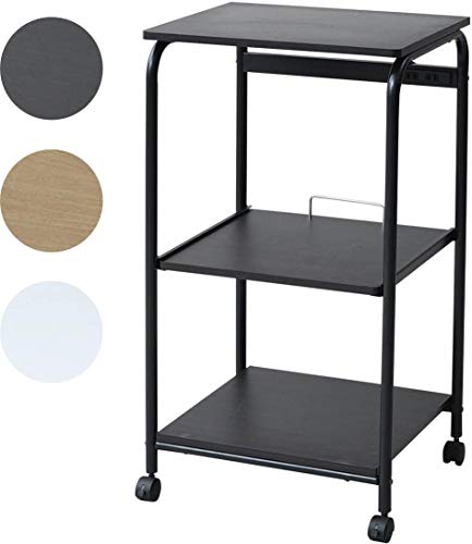 山善 レンジ台 幅48×奥行41.5×高さ89cm コンパクト スライド棚 2口コンセント ストッパー付きキャスター 組立品 ダークブラウン/マットブラック GRW-41R(DBR/MBK)