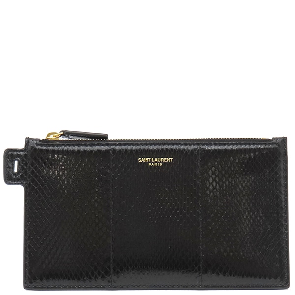 サンローラン SAINT LAURENT ポーチ チェーンポーチ レザー ブラック ゴールド金具 黒 パイソン型押し 669907 【箱】【中古】