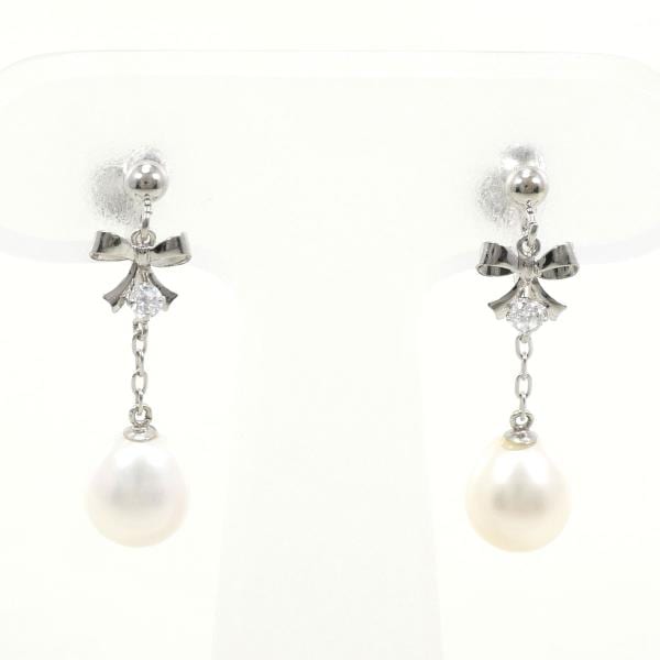 K10 10金 WG ホワイトゴールド イヤリング パール ジルコニア ジュエリー 中古