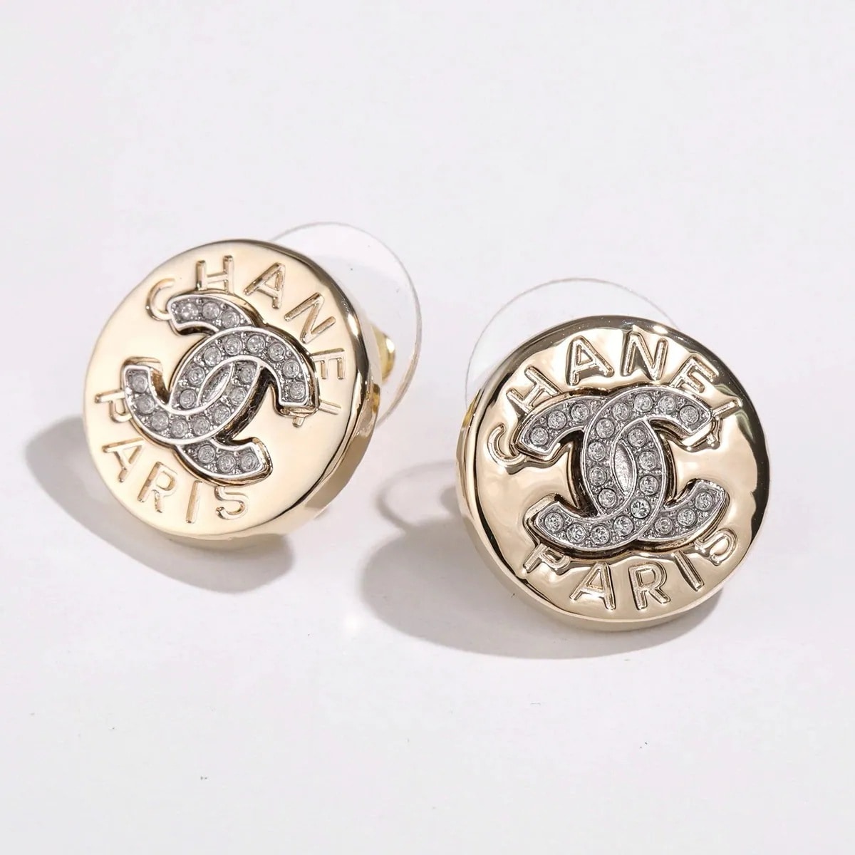 CHANEL シャネル ピアス ABG019 B21074 レディース ラインストーン CCマーク ココマーク サークル メタル ロゴ スタッド アクセサリー U1942