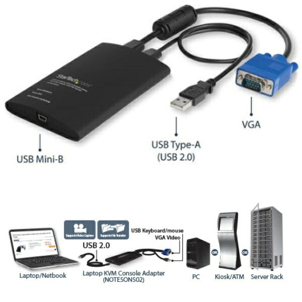 StarTech.com [NOTECONS02] 携帯用KVMコンソールアダプタ ノートパソコンの