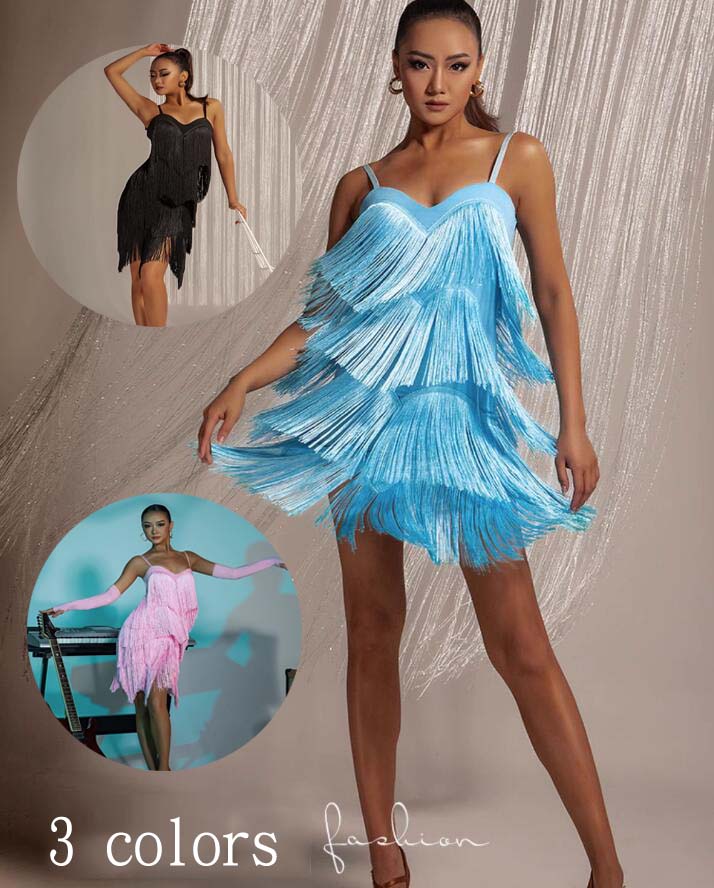 今だけ！3color ラテンダンスドレス ラテンドレス レッスン着 社交ダンスドレス タンゴ チャチャ ワンピース ラテン ルンバ サンバ衣装 競技用 ステージ衣装 ダンドレス ワルツ ヴィーナス S