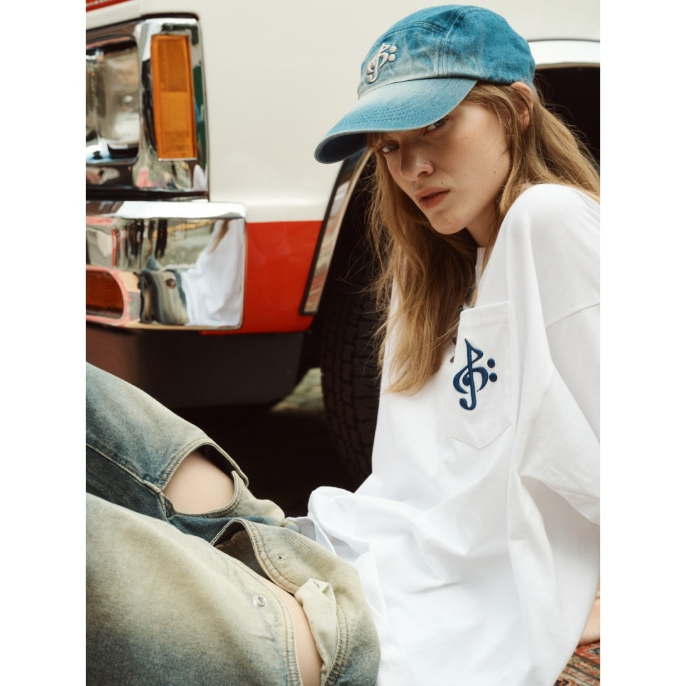 SATUR】(W) PARIS METRO GRAPHIC T-SHIRT : WHITE BLUE Tシャツ