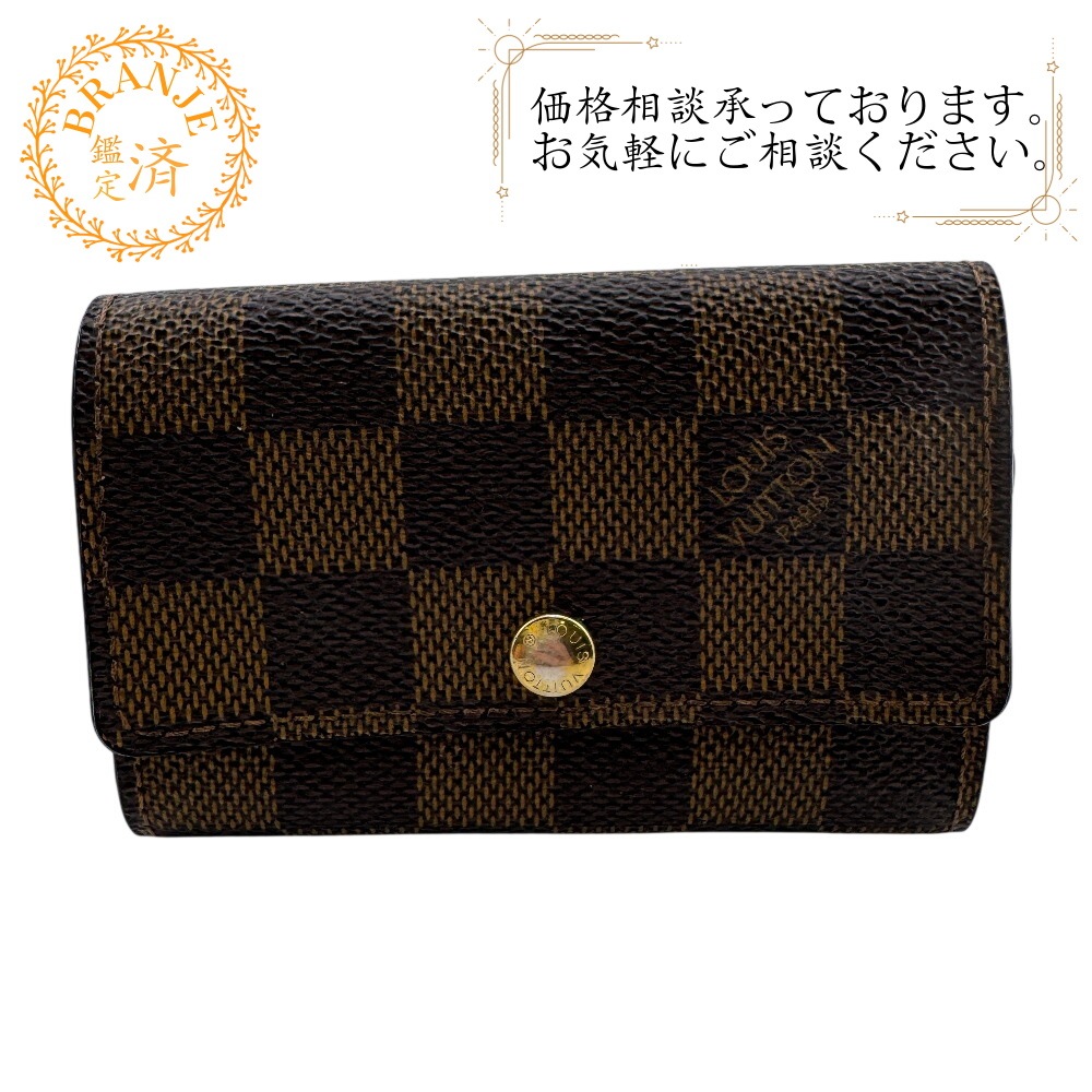 ミュルティクレ6 6連 ダミエ レザー キーケース ブラウン