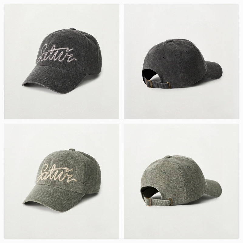 【SATUR】26SS ROPE LOGO VINTAGE WASHED BALL CAP : 2COLORS