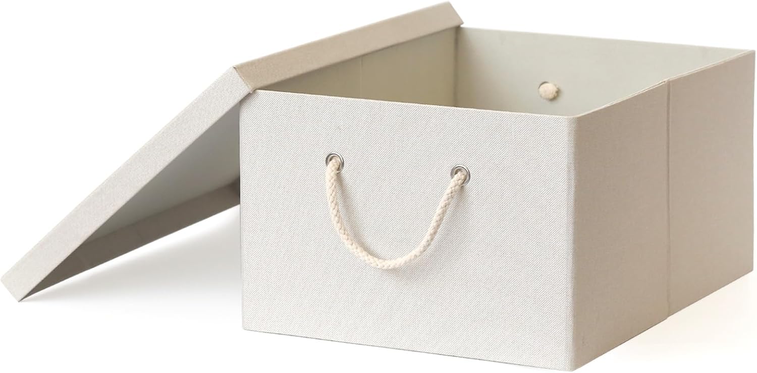 布製収納ボックス蓋付き大容量衣類収納折りたたみ可能積み重ね可能取っ手付きおしゃれデザイン (30*40*20cm)