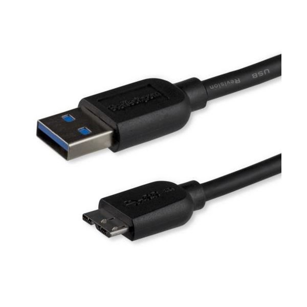 StarTech.com Micro USB3.0 スリムケーブル 3m Type A（オス）-Micro B（オス） ブラックUSB3AUB3MS 1本 4,700円