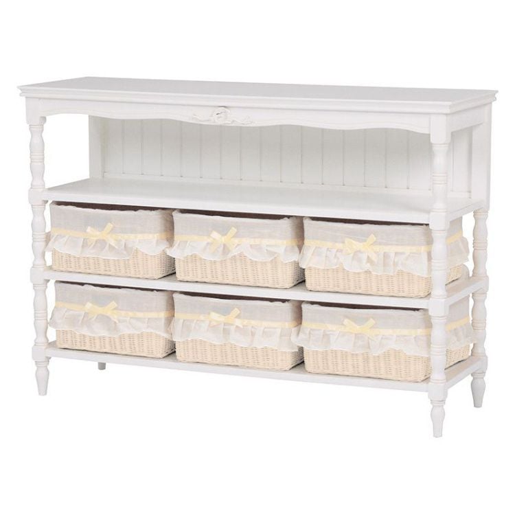 キャビネット おしゃれ 幅107×奥行35×高さ75cm ホワイト 白