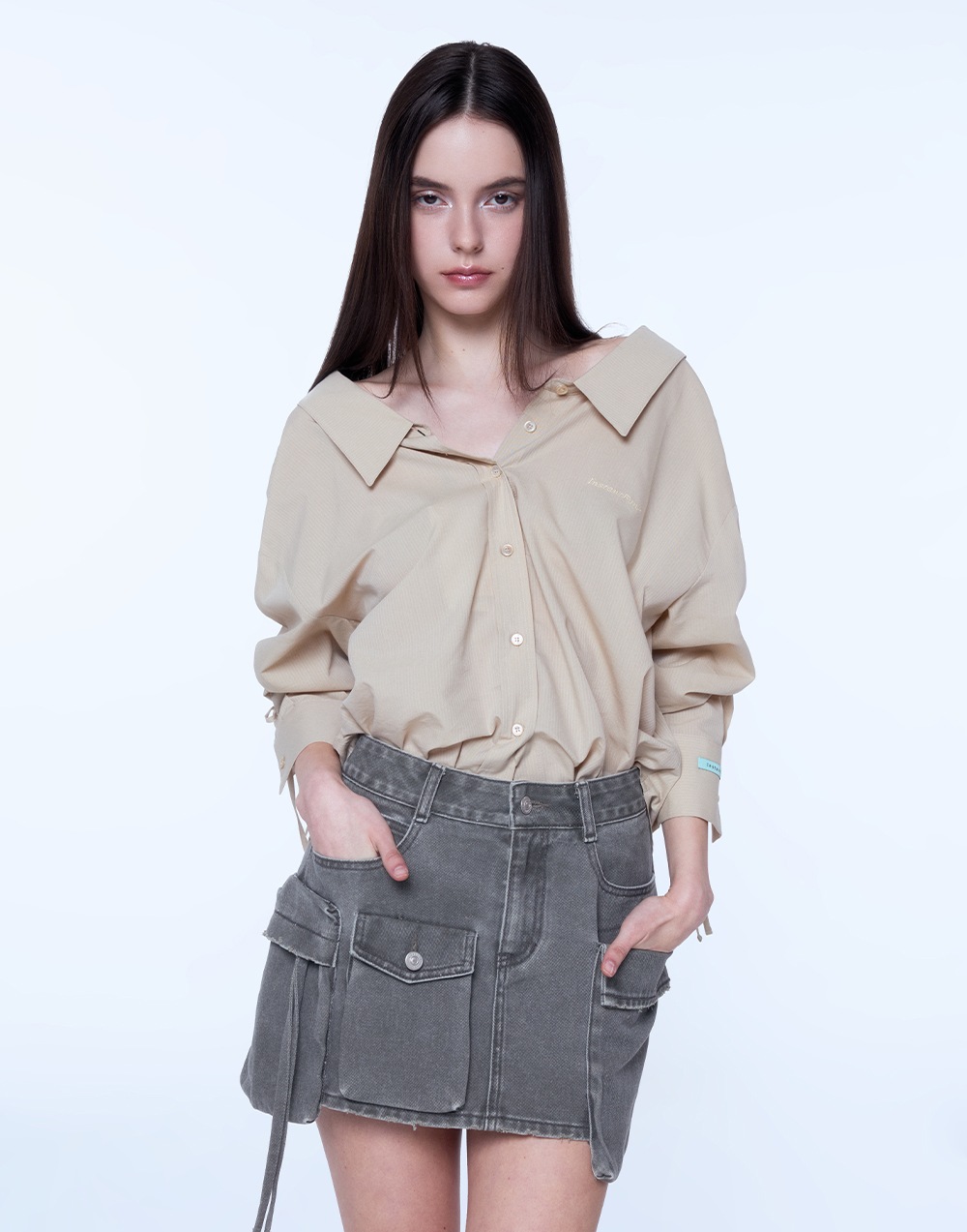 SUMMER RIBBON SHIRT - LIGHT BEIGE
