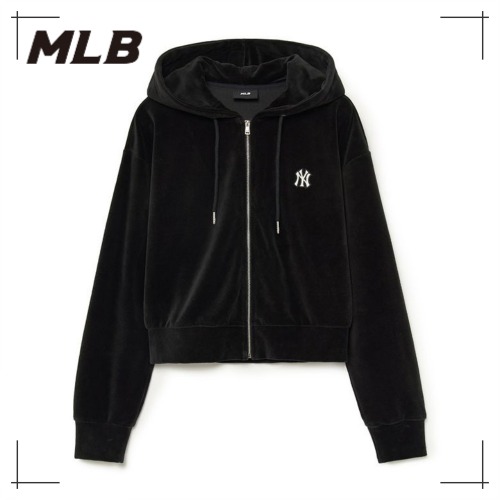 MLB公式正規品 Womens Basic Velvet Cropped Hooded Zip-Up NY (Black) 26,985円