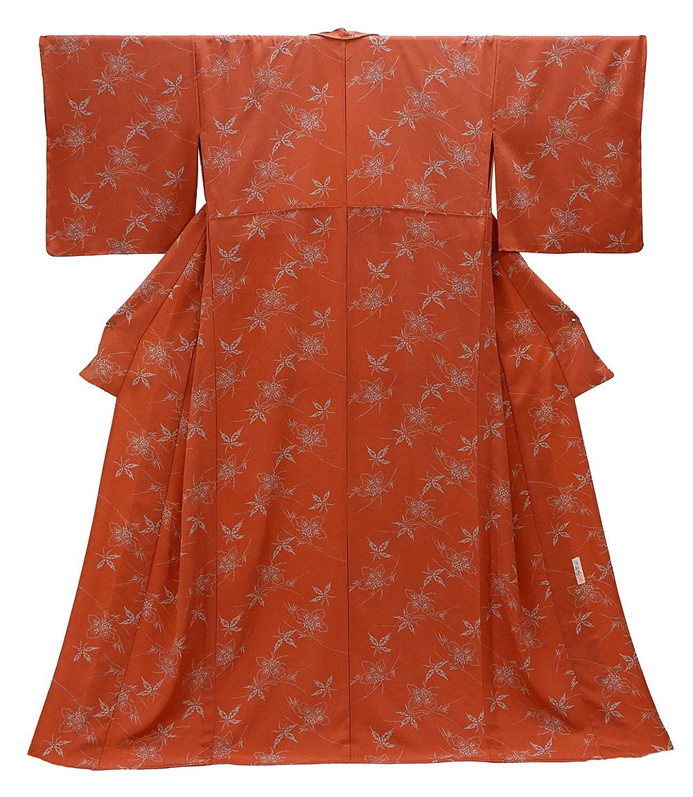 単衣 小紋 新品仕立済 正絹 単衣 宝永染 二代目比呂志 草葉模様 身丈164.5cm 裄丈68cm 小紋 新品 仕立て上がり 着物 wc1175