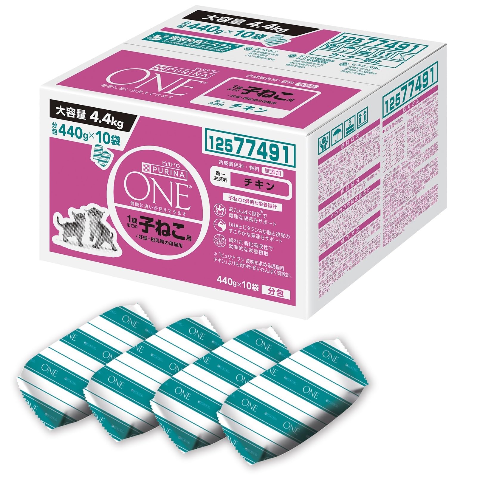 ピュリナ ワン キャット 1歳までの子ねこ用/妊娠・授乳期の母猫用 チキン 4.4ｋｇ(440g×10袋入) 【Amazon.co.jp限定】