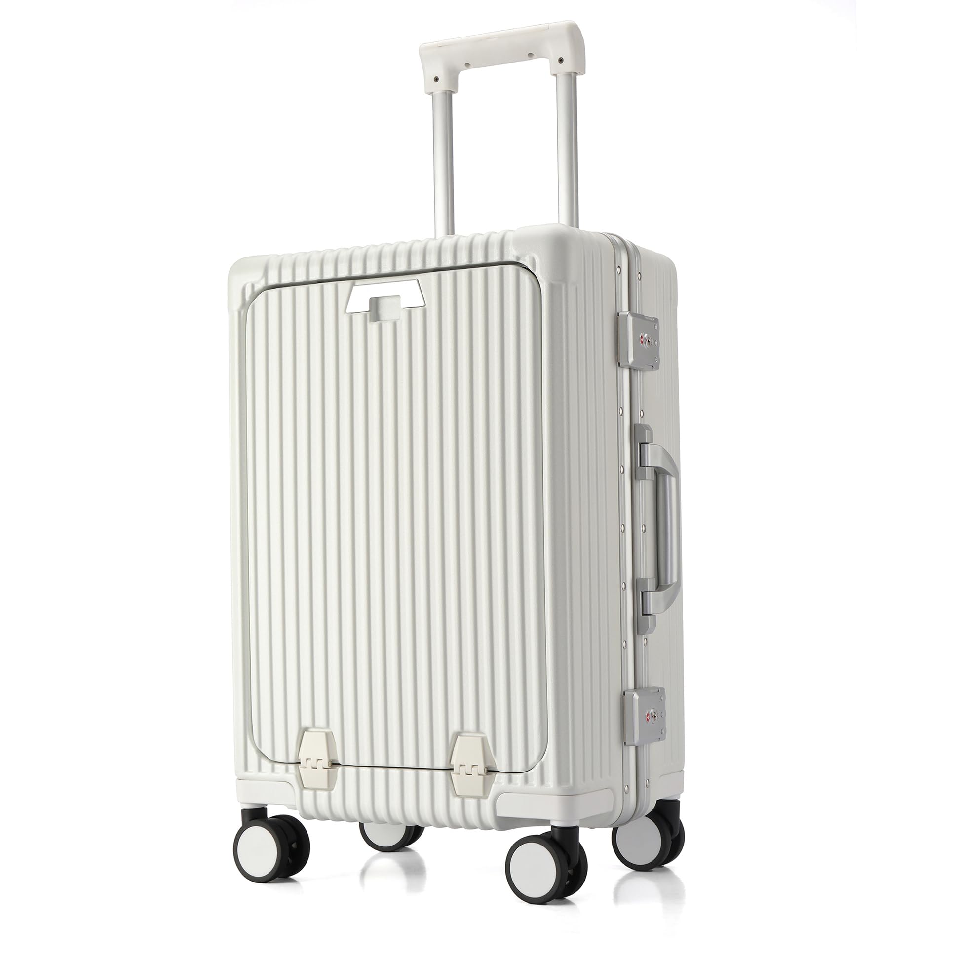 [BlueSea] スーツケース キャリーケース キャリーバッグ 機内持ち込み 前開き フロントオープン PC100% TSAロック搭載 ダブルキャスター フック機能 カップホルダー付 USBポート付