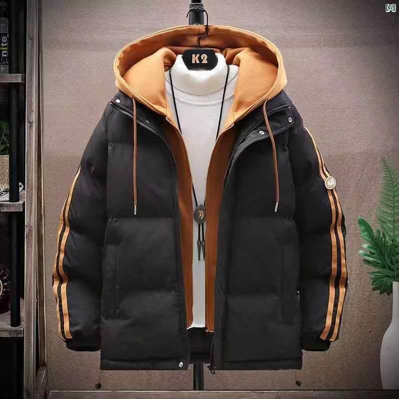 メンズ　男性　メンズファッション　オシャレ　カジュアル ダウン パン コットン パッド入り ジャケット 冬 学生 フェイク 2点 パッド ティーンエイジャー 厚く 暖かい