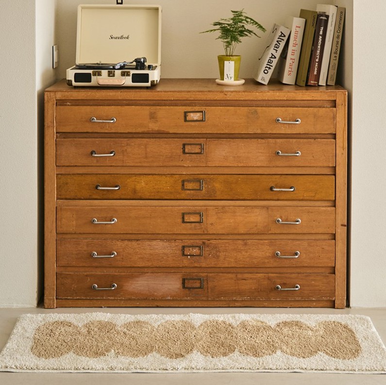 Soft Long-Pile Jacquard Mat- BROWN NUAGE