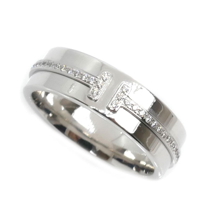 TIFFANY&Co. ティファニー K18WG ホワイトゴールド T TWO ワイド ダイヤ リング指輪 60150930 ダイヤモンド 10号 7.1g レディース 中古 美品