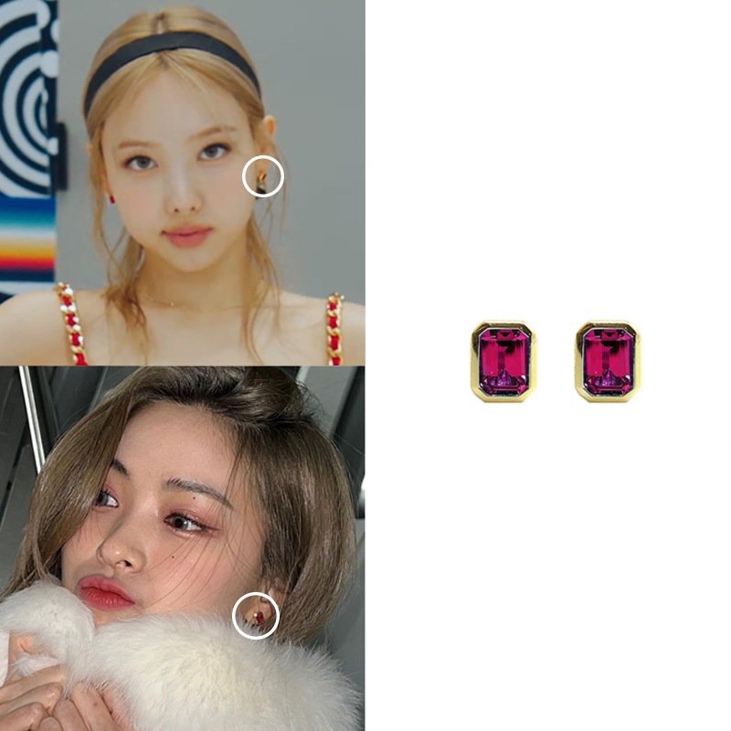 [ITZYリュジン/少女時代ヒョヨン/TWICEナヨン着用] シャトレット プチ レッドイヤリング 韓国の人気芸能人着用 韓国ジュエリー