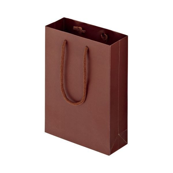 （まとめ） TANOSEE マットコート手提げ袋 SS ヨコ180タテ250マチ幅70mm ブラウン 1パック（10枚） 5セット