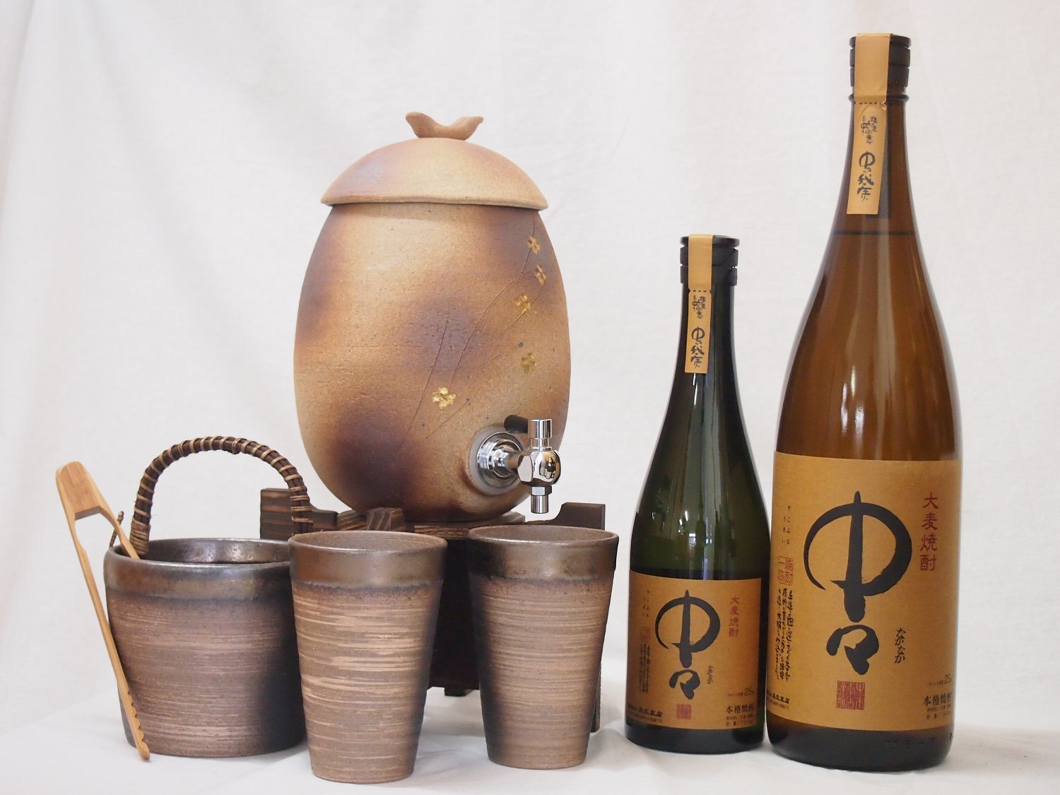 信楽焼明山窯　焼酎サーバー　火色金小紋　2200ｃｃ(滋賀県)+萬古焼備前金彩焼酎ペアカップ 氷 28,189円