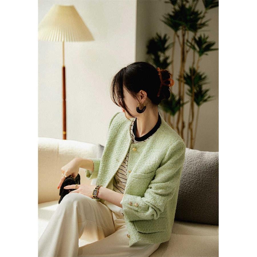 ツイードジャケット レディース ノーカラージャケット ジャケット アウター コート ツイード フォーマル服 ママスーツ 春 秋 高級感 上品 5,570円