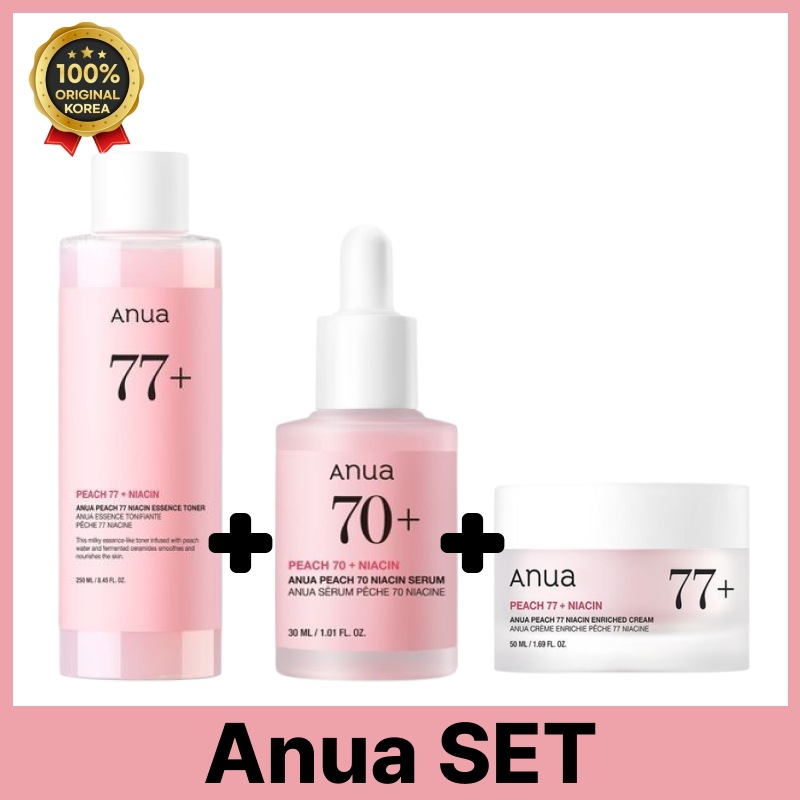 桃 ナイアシン スキンケア 3点 セット (トナー250ml + セラム30ml + クリーム50ml) / 韓国 人気 化粧水 美容液 クリーム セット