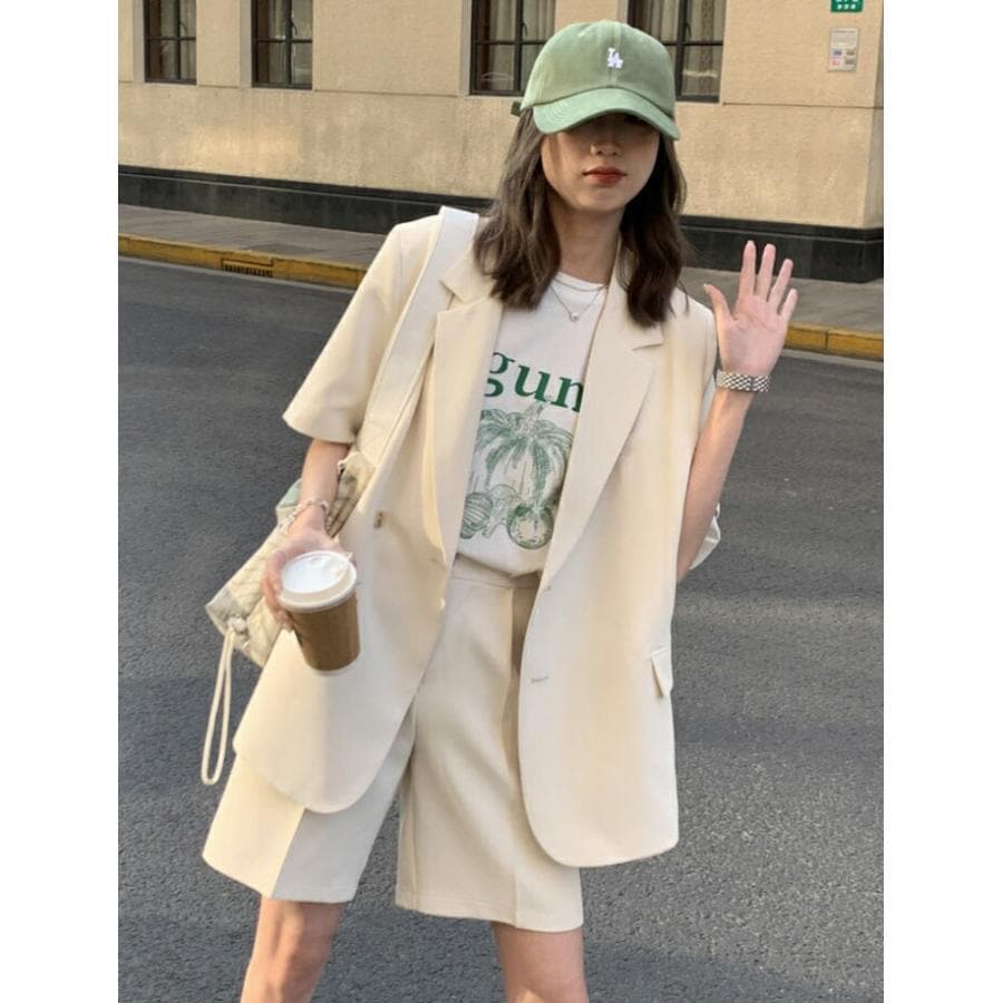 セットアップ ジャケット パンツ ショートパンツ ママスーツ レディース 無地 パンツドレス 半袖 春夏 大きいサイズ パンツスーツ 女の子 結婚式 卒業式 入学